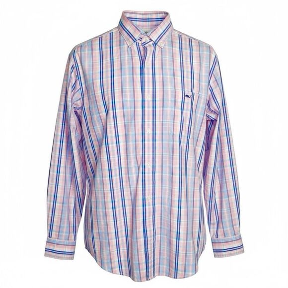 Vineyard Vines Men’s Classic Fit Tucker Shirt Pink Blue Plaid Button Down L - Picture 2 of 5
